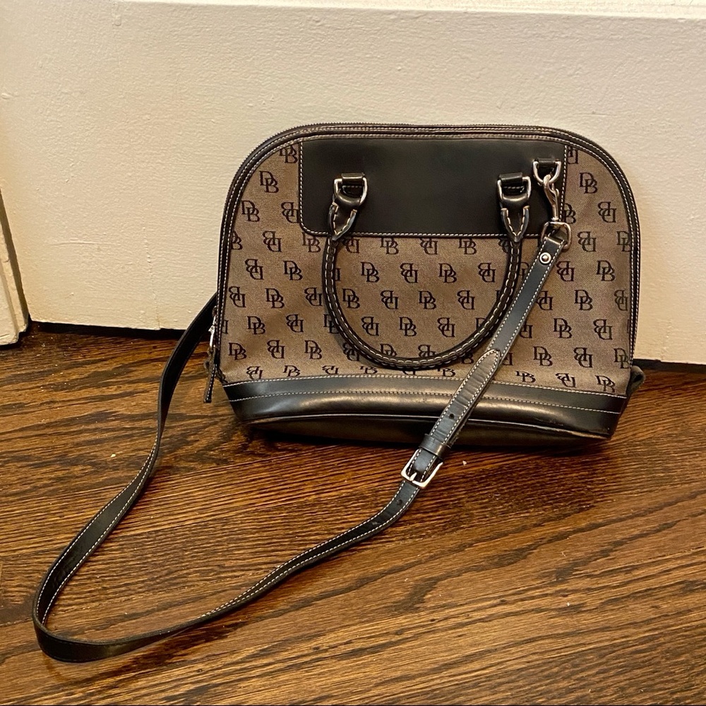 Dooney & Bourke Grey-Brown Signature Print Crossbody Purse